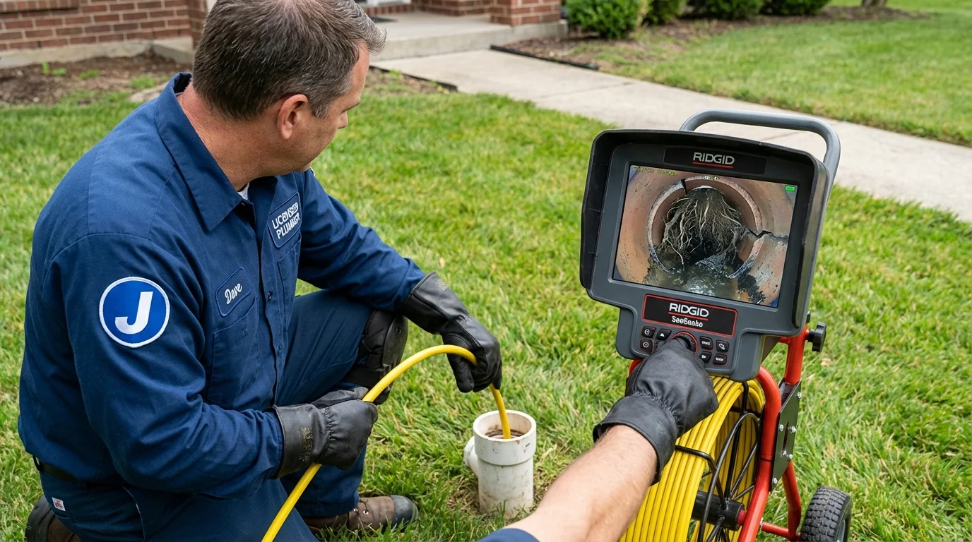 Sewer camera inspection being performed by Johns Plumbing LLC in Middlesex